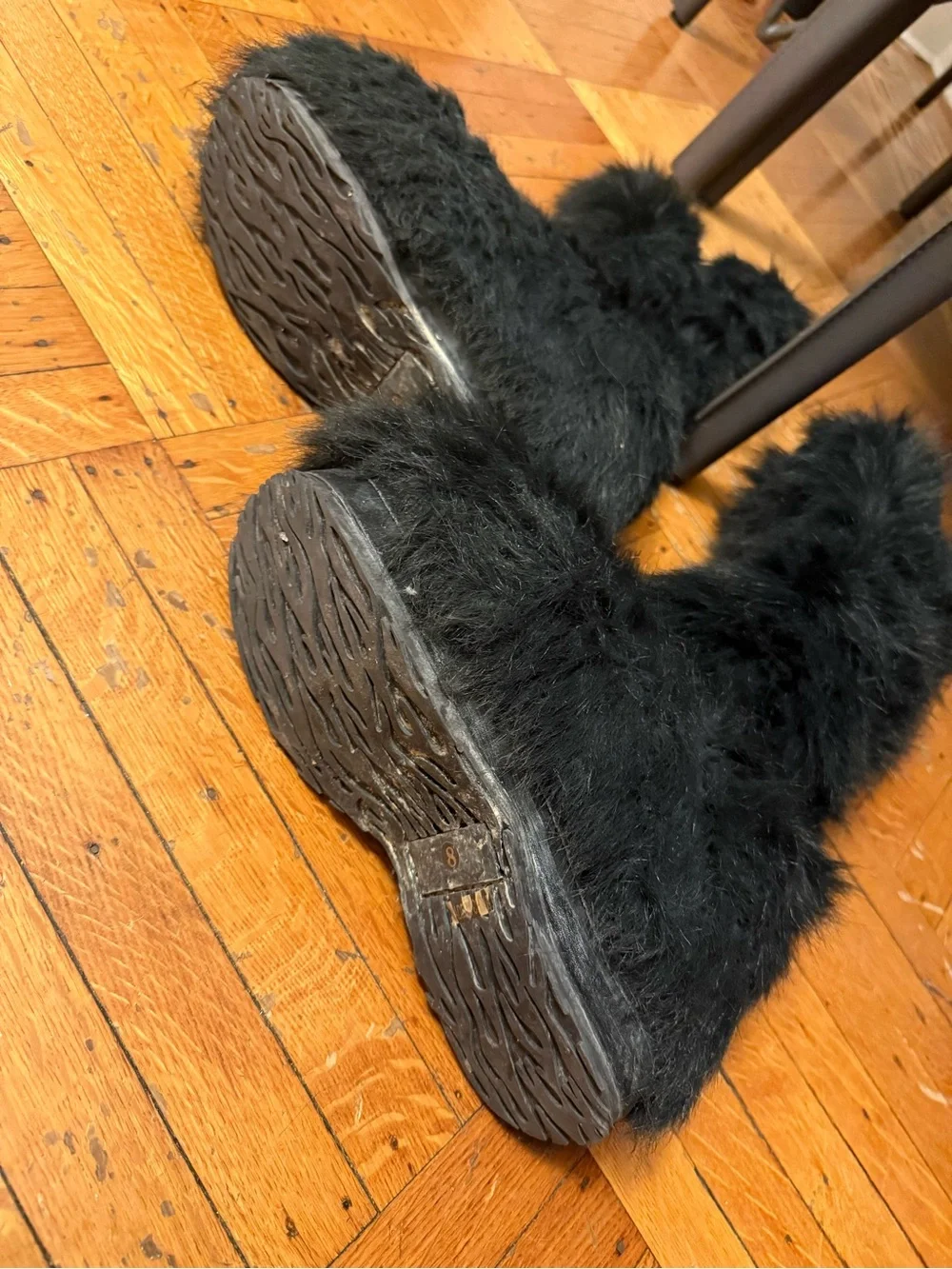 Ellie Black Faux Fur Platform Boots - 8